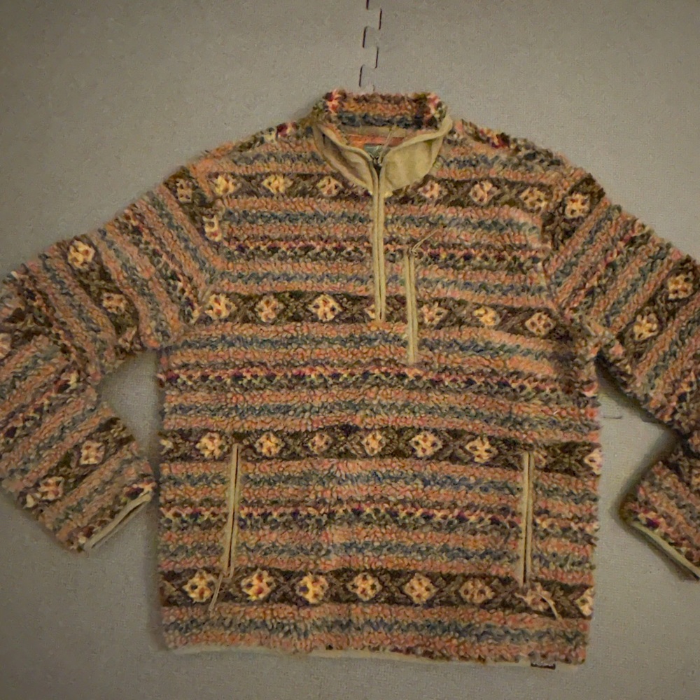 Nordic Fair Isle sherpa-fleece half-zip pullover, medium